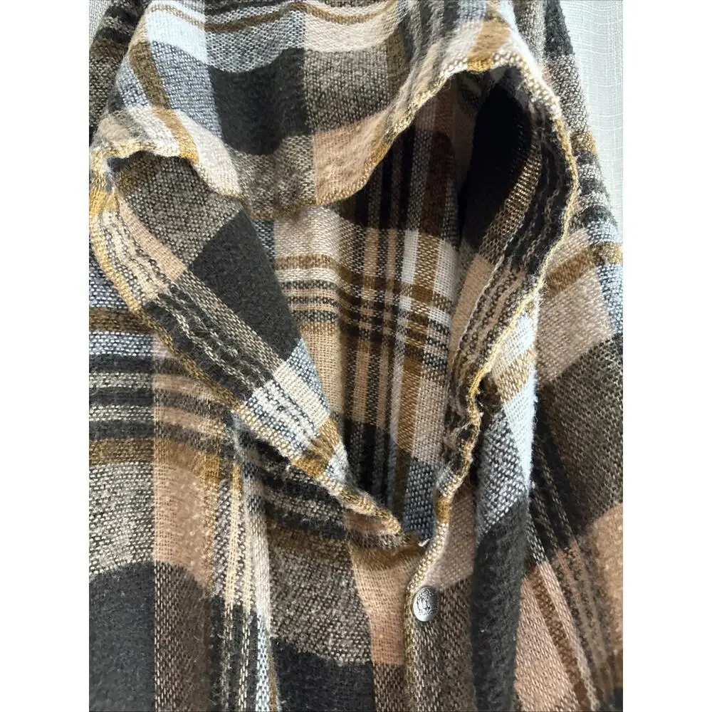 Tennessee Woolen Mills Blanket Wearable Wrap Stadium Throw Brown Plaid Snaps VTG